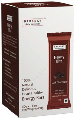 Baraday Hearty Bite Energy Bars Nutrition Bars(400 g, Dark Chocolate)