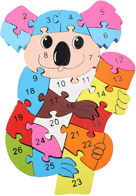 

DAISYLIFE Natural Wooden Multi-Coloured Jigsaw Puzzle for Kids, Children's Indoor Games | Bear(26 Pieces)