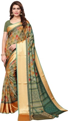 Ratnavati Geometric Print Bollywood Silk Blend, Dupion Silk Saree(Beige)