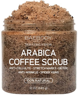 

Baebody Arabica Coffee Scrub: Best Cellulite, Acne, Stretch Marks, Wrinkles Treatment. With Salt, Olive Oil, and Shea Butter. Natural Exfoliator, Moisturizer Promoting Radiant Skin 12oz Scrub(75 g)