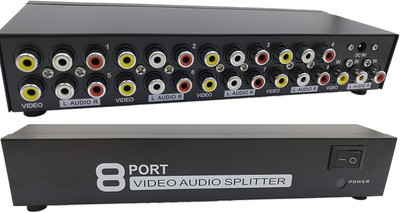 

Microware 1x8 RCA AV Splitter 8 Port Video Audio Distributor Media Streaming Device(Black)