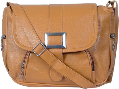 

VISHESH COLLECTIONS Women Formal Brown PU Sling Bag