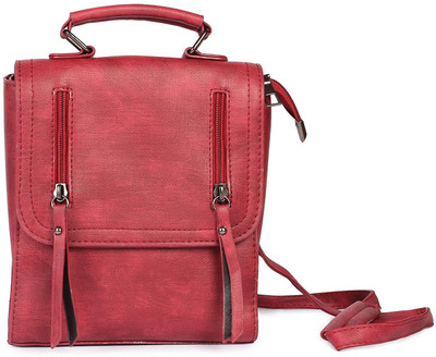 

MultiZone Women Casual Red Leatherette Sling Bag