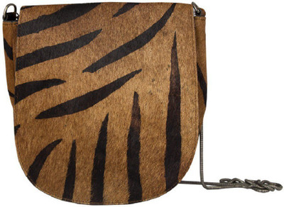 

TRYSCO Girls Evening/Party Tan, Black Genuine Leather Sling Bag, Black;tan