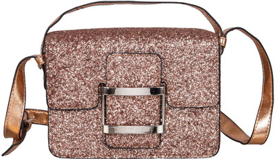 

peaubella Women Evening/Party Gold Synthetic Leather Shoulder Bag