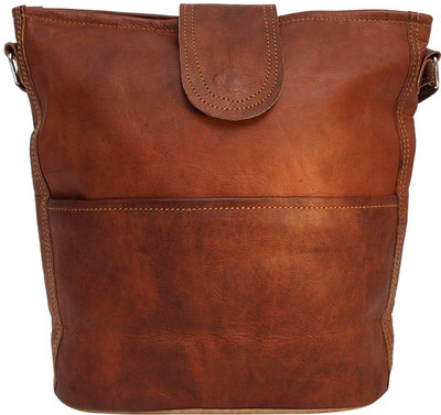 

Anshika International Women Casual Brown Genuine Leather Shoulder Bag