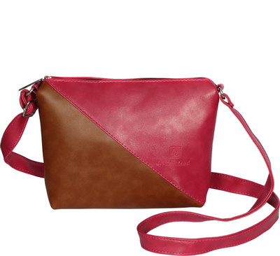 

Leather Land Women Casual Pink, Tan Leatherette Sling Bag