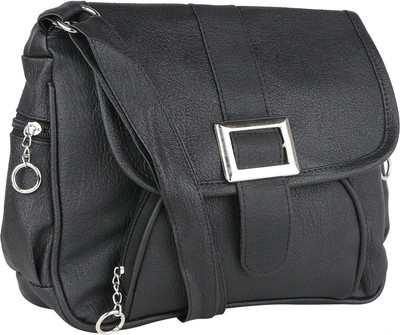 

SAHAL Girls Casual Black PU Sling Bag