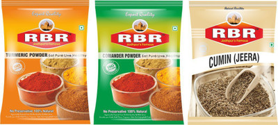 

RBR Premium Mix Spices-Turmeric(Haldi), Coriander(Dhaniya), Cumin Seeds(Jeera) 100g Each, (300g)(3 x 100 g)
