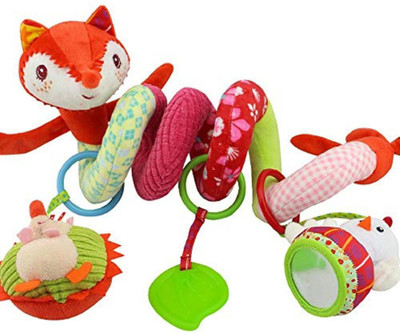 

Baby Grow Baby Plush Animal Rattle Winding Happy Monkey Infant Bed Stroller Crib Spiral Musical Hanging Toys (Fox Series Red) - 12 cm(Red)