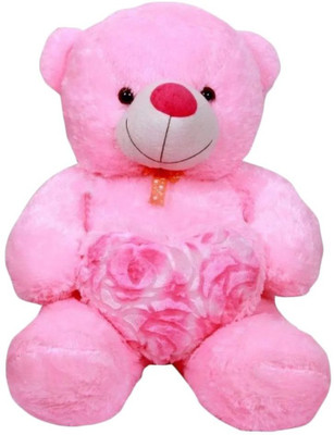 

ADS TOYS Cute Pink Fur with Rose Heart Soft Teddy Bear (60 cm) - 60 cm(Pink)