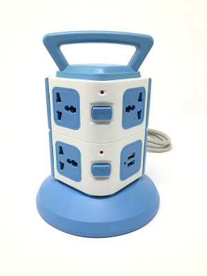 

Cellphonez 2 Layers with 7 EU Outlets and 2 Ports 2.1A USB Smart Power Sockets, Overload Protector 7 Socket Surge Protector(Multicolor)