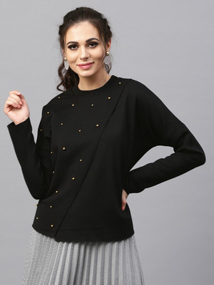 SASSAFRAS Full Sleeve Solid Women Sweatshirt