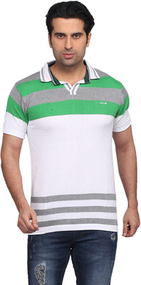 

Got It Striped Men's Polo Neck White T-Shirt