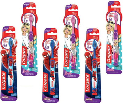 

Colgate Kids Spider-men & Kids Barbie Toothbrush 6pc Extra Soft Toothbrush(Pack of 6)