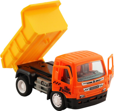 

Miss & Chief Pull Back Engineering Construction Dumper City Truck | Opening Doors | Construction Vehicles Miniature Scaled Models Dinky Cars(Orange, Yellow)