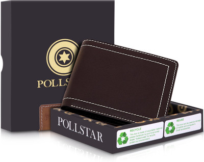 POLLSTAR Men Brown Genuine Leather Wallet(9 Card Slots)