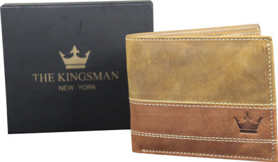 

THE KINGSMAN NEWYORK Men Tan Genuine Leather Wallet(11 Card Slots)