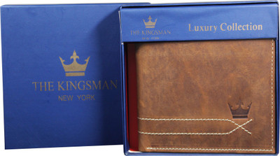 

THE KINGSMAN NEWYORK Men Tan Genuine Leather Wallet(11 Card Slots)