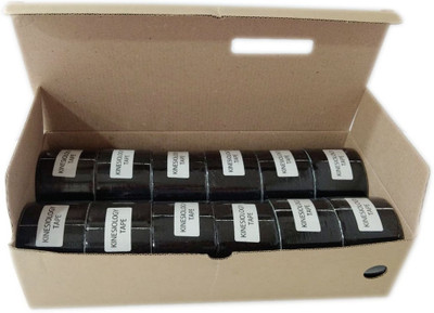 

kinesio physio tape black 12 rolls in a pack (5cm/5m) Adhesive Band Aid(Set of 12)
