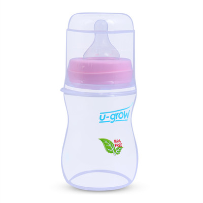 U-grow SNAP LOCK WIDE NECK FEEDING BOTLLE 3+ - 250 ml(Pink)