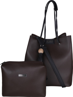 ESBEDA Vinyl Handbag With Pouch Shoulder Bag(Brown, 4 L)