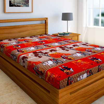 TOORSKY 144 TC Microfiber Single Printed Flat Bedsheet(Pack of 1, Brown)