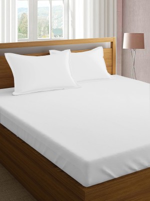 Pizuna 400 TC Cotton King Solid Flat Bedsheet(Pack of 1, White)