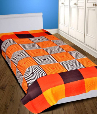TOORSKY 144 TC Microfiber Single Geometric Flat Bedsheet(Pack of 1, Orange)