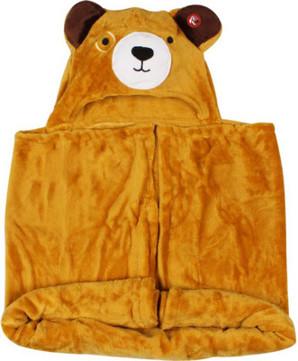 

Guru Kripa Baby Products Cartoon  Hooded Baby Blanket(Fur, Brown
