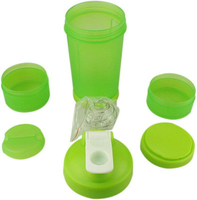 

AVMART 450 ml Green Gym Protein Shaker for Fitness, Sports with 2 Storage & Pill 450 ml Shaker(Pack of 1, Green), Multicolor