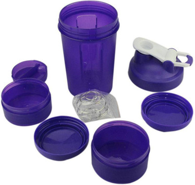 

AVMART 450 ml Purple Gym Protein Shaker for Fitness, Sports with 2 Storage 450 ml Shaker(Pack of 1, Purple), Multicolor