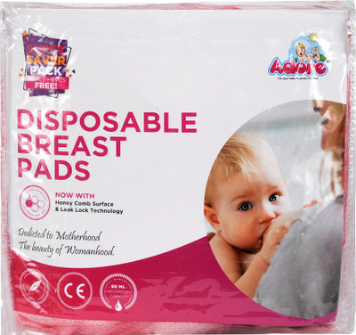

Adore Disposable Breast Pads 96pcs, High Absorption Capacity with 3D Contoured Design, Leak Lock Technology with Honey Comb Surface wide circumference(96 Pieces)