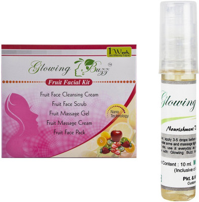 

Glowing Buzz Combo of fruit facial kit and vitamin e oil(Set of 2)