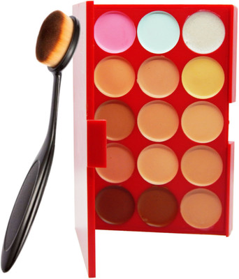 

firstzon™ 15 color cream concealer palette with make up moulding brush(Set of 2)