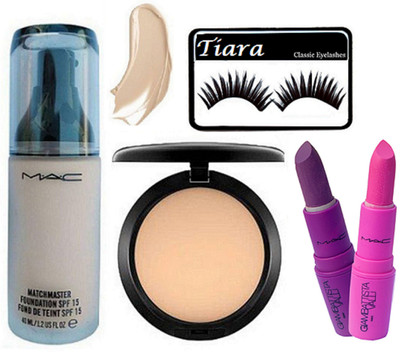 

tiara Eyelashes , Fix Compact , Match master Foundation , Lipstick Pack Of 2(Set of 5)