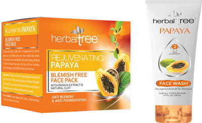 

Herbaltree Combo Pack Papaya Face Pack 60ml & Papaya Face Wash 120ml Pack Of 2(Set of 1)
