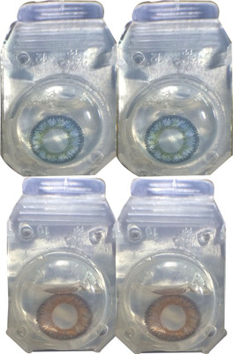 

Iconic Eye blue brown 2 pair lens and solution with case Monthly Contact Lens(0.0, blue, brown, Pack of 4)