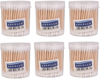

Excello Cotton Ear Buds with Wooden Sticks Pack of 6(200 Units)