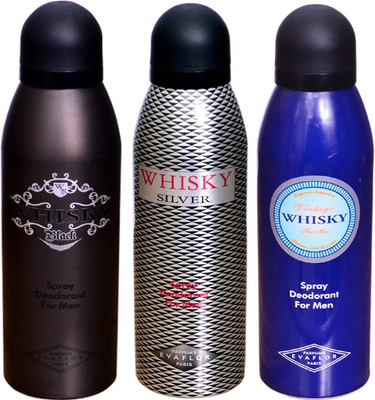 

WHISKY BLACK & SILVER & BLUE Deodorant Spray - For Men(200 ml, Pack of 3)