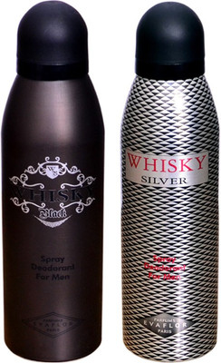 

WHISKY BLACK & SILVER Deodorant Spray - For Men(200 ml, Pack of 2)