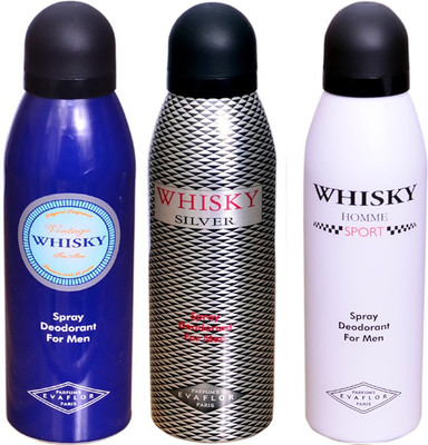 

WHISKY SILVER & BLUE & WHITE Deodorant Spray - For Men(200 ml, Pack of 3)