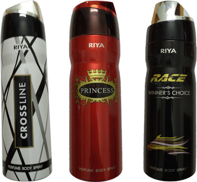 

Riya 1 CROSS LINE DEODORANT 200ML+ 1 PRINCESS DEODORENT 200ML+ 1 RACE WINNER'S CHOICE DEODORENT 200ML Deodorant Spray - For Men & Women(200 ml, Pack of 3)