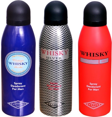 

WHISKY SILVER & BLUE & RED Deodorant Spray - For Men(200 ml, Pack of 3)