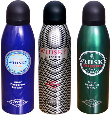 

WHISKY SILVER & BLUE & GREEN Deodorant Spray - For Men(200 ml, Pack of 3)