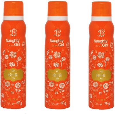 Naughty Girl PASSION Deodorant for Women- Pack of 3 (150ml each) Body Spray - For Women(150 ml, Pack of 3)