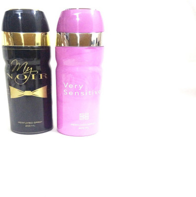 

ARQUS VERY SENSITIVE AND MY NOIR Perfume Body Spray - For Men & Women(400 ml, Pack of 2)