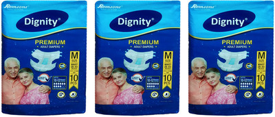 

ROMSONS DIGNITY PREMIUM ADULT DIAPERS, SIZE MEDIUM, 10 Pcs. PACK, COMBO OF 3 PACKS, FOR WAIST SIZE 28-45 INCHES Adult Diapers - M(30 Pieces)