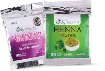 

Kerala Naturals Henna Powder 50gm+ Indigo Powder 50gm combo Hair Color(Light Brown)