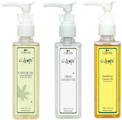 

G Drops Castor,Coconut & Sunflower Oil Combo(3x100ml) Hair Oil(300 ml)